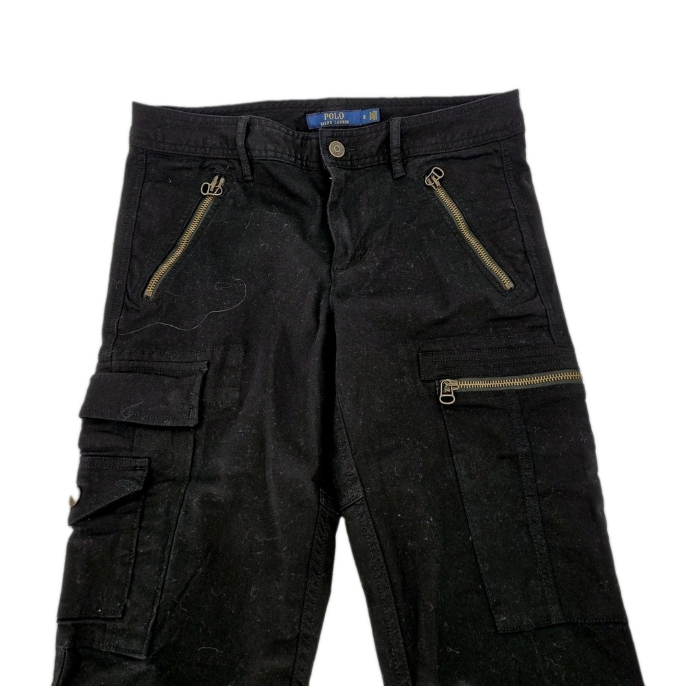 Polo Ralph Lauren Black Cotton Slim Utility Cargo Cropped Gorpcore Women Size 8‎